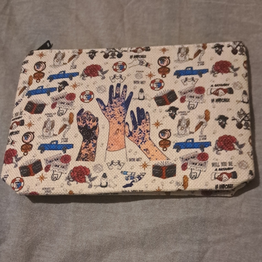 🗼NEW Patterned 80s Zipper Pouch clutch/makeup bag Funky Retro Design Your Choic